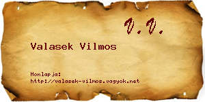 Valasek Vilmos névjegykártya
